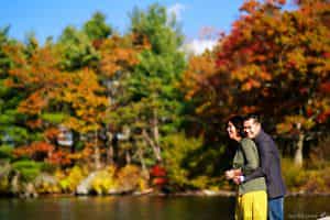 Fall Boston engagement session photos with colorful foliage