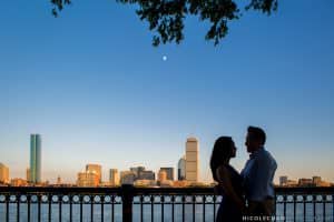 Boston Charles River skyline engagement session photos