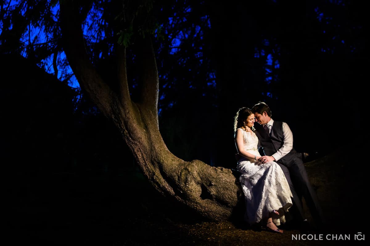 Night reception portraits at Gardens at Elm Bank Wedding reception by Nicole Chan Photography
