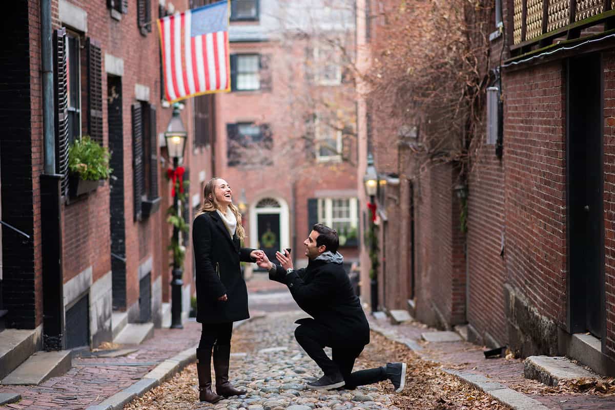 A Snowy Winter Engagement Session in Beacon Hill, Boston