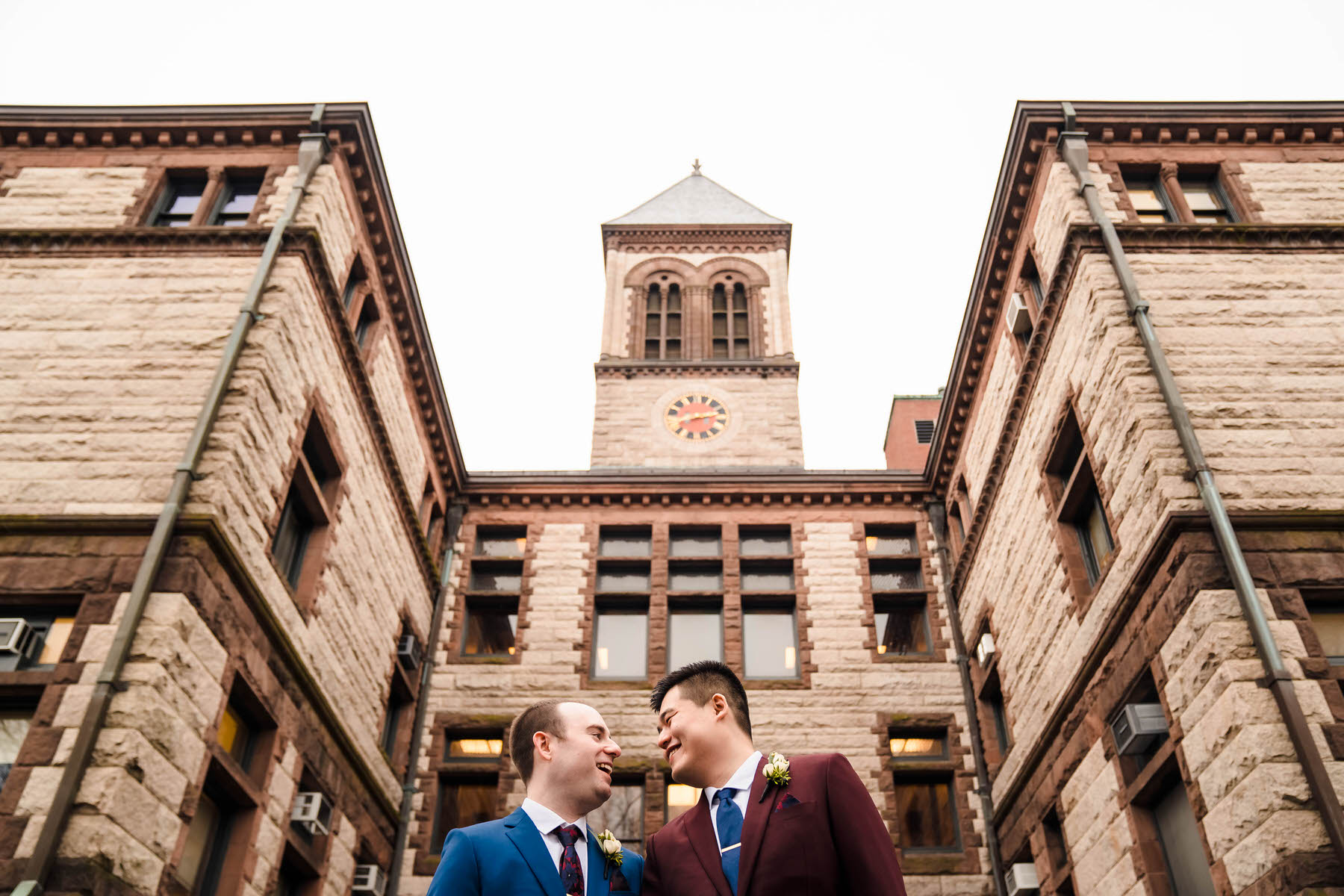 Cambridge City Hall Wedding Photo with Gay Couple by Nicole Chan Photography
